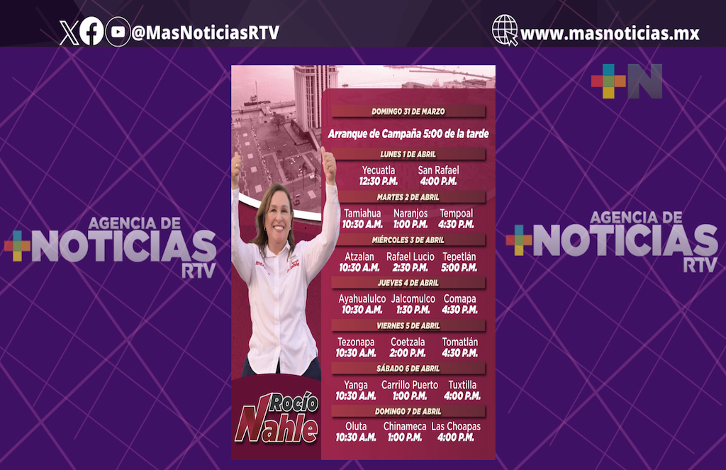 Anuncia Rocío Nahle agenda de primera semana de campaña rumbo a la gubernatura